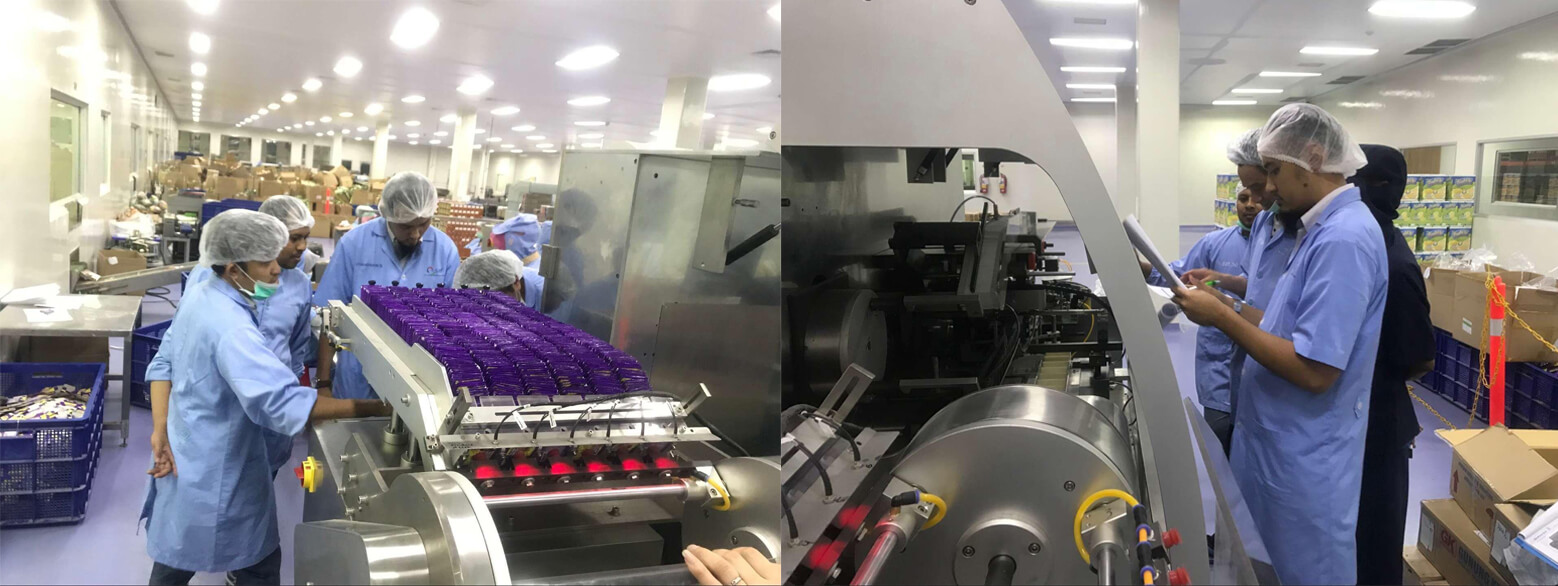 Takviye i&ccedil;in Endonezya m&uuml;şteriye poşet kartonlama makinesi.